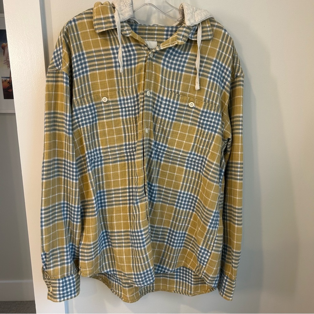American Eagle Men’s Flannel Hoodie, Size L